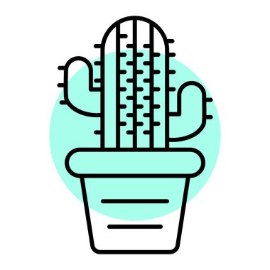 Beyaz arka planda izole edilmiş yassı bir kaktüs simgesi. yaz sembolü çizimi.