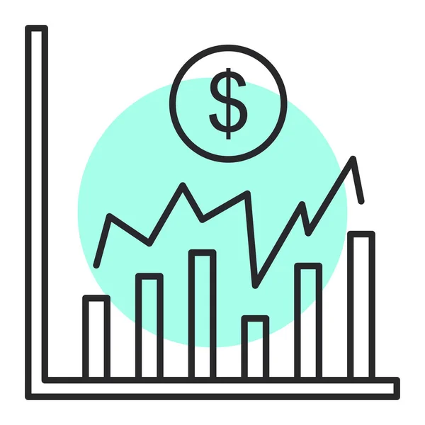 Grafico Della Crescita Finanziaria Con Simbolo Del Dollaro Vettore Icona — Vettoriale Stock
