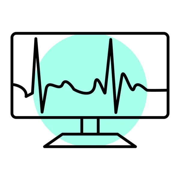 Monitor Del Computer Con Cardiogramma Disegno Dell Illustrazione Vettoriale Del — Vettoriale Stock