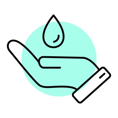 su damla simgesi tutan el. vektör çizim