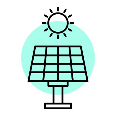 Güneş enerjisi paneli ikon vektör illüstrasyon tasarımı