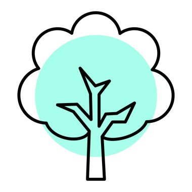 Yaprakları ve yaprakları olan ağaç vektör illüstrasyon tasarımı