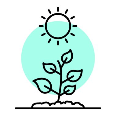 Güneşi olan bir bitkinin vektör çizimi