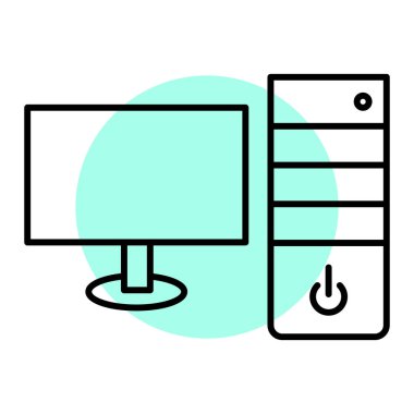 bilgisayar monitörü ikon vektör illüstrasyonu