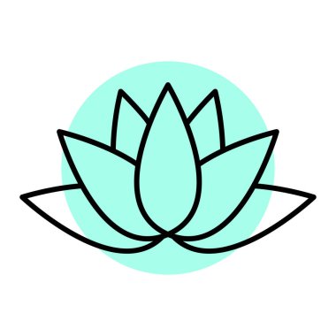 Lotus çiçeği ikon vektörü. Ana hatlı spa tabelası. izole edilmiş sınır sembolü çizimi