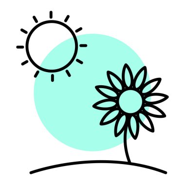 ayçiçeği ikonu. Web için çiçek vektör simgelerinin basit çizimi