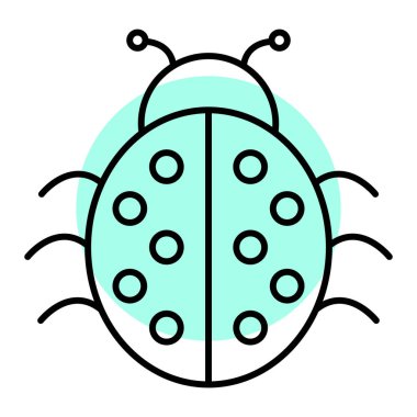 sevimli uğur böceği simgesi, vektör illüstrasyonu