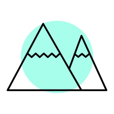 Dağların simgesi. Web tasarımı için dağ vektör simgelerinin düz çizimi