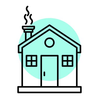 Baca ikonlu ev. vektör illüstrasyonu