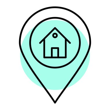 konum simgesi vektörü. İnce çizgi sembolü. renk izole kontur çizimi