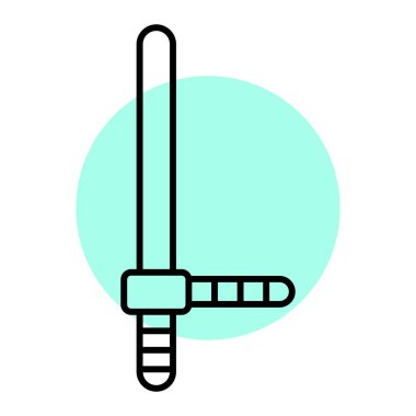 Beyzbol sopası ikonu. ana hatlı spor ekipmanı vektör illüstrasyon piktogramı.