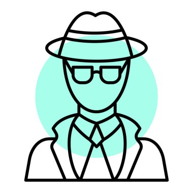 Gözlüklü şapkalı adam, vektör çizimi.