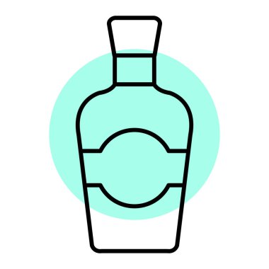 Şarap ikonu şişesi. Web için tekila vektör simgelerinin özet çizimi