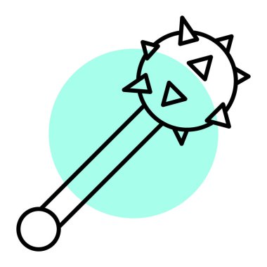 Kılıç ikonlu sihirli değnek. Beyaz arkaplanda izole edilmiş web tasarımı için ortaçağ Cadılar Bayramı vektör simgelerinin çizgi filmi