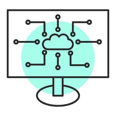 Bulut hesaplama teknolojisi ikon vektör çizimi tasarımı