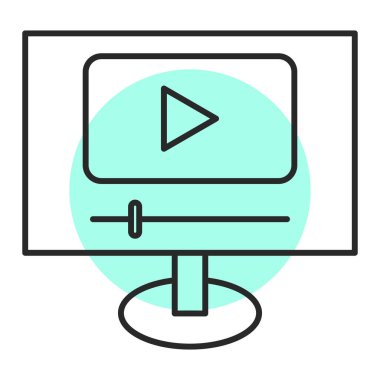 Video oynatıcı simge vektörü. İnce çizgi işareti. izole edilmiş sınır sembolü çizimi