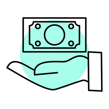 Para ve fatura kavramı el ikonu ile temsil edilir. izole ve düz illüstrasyon