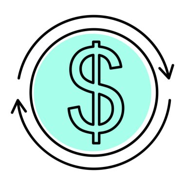 Dolar işareti simgesi, vektör çizimi