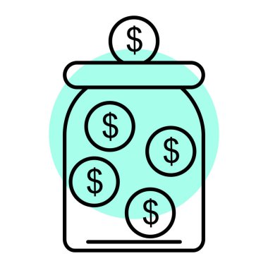 Dolar sembollü para çantası vektör çizimi tasarımı