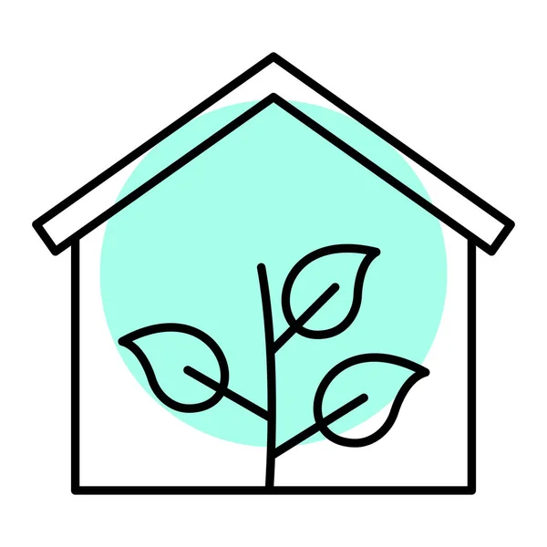 Οικολογικό Πράσινο Σπίτι Φύλλα Διάνυσμα Εικονογράφηση Σχεδιασμό — Διανυσματικό Αρχείο