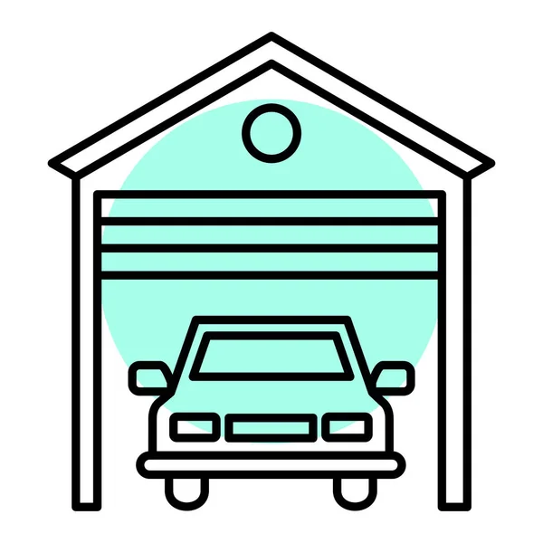 Coche Icono Del Garaje Esquema Ilustración Vector Automático Rellenar Elementos — Vector de stock