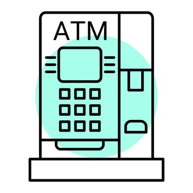 ATM makine simgesi. Web için kredi kartı vektör simgelerinin özet çizimi
