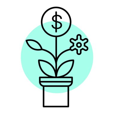 Para ve dolar vektör illüstrasyon tasarımı ile bitki