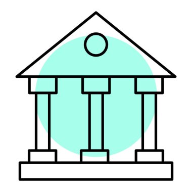Banka binası simgesi vektör illüstrasyonu