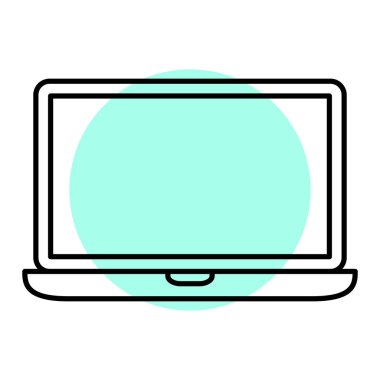 Dizüstü bilgisayar simgesi. Düz tasarım stili