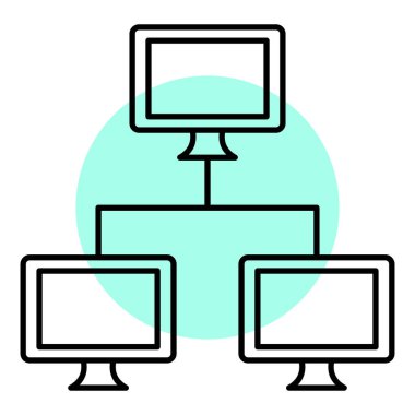 bilgisayar ağı simgesi. Web için dizüstü bilgisayar vektör simgelerinin özet çizimi