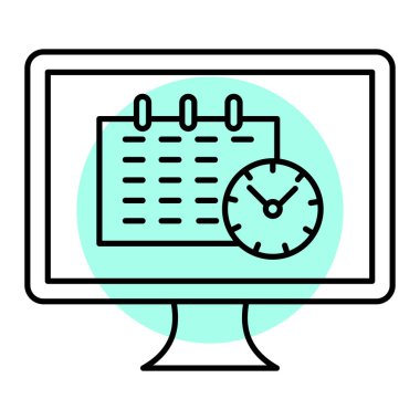 Takvim simgesi vektör illüstrasyonlu bilgisayar monitörü