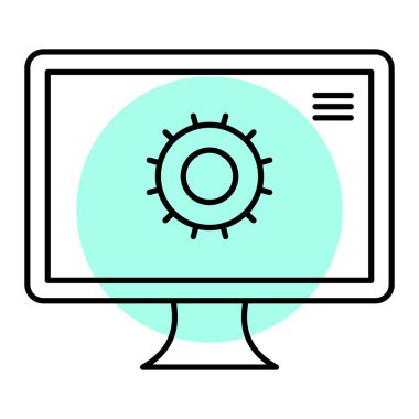 Teknoloji ve internet vektör illüstrasyonlu bilgisayar monitörü