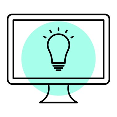 Ampul simgesi vektör illüstrasyon tasarımlı bilgisayar monitörü