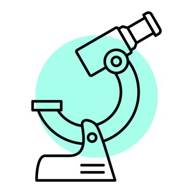 Mikroskop simgesi. ana hatlı bilim laboratuvarı vektör çizimi sembolü.