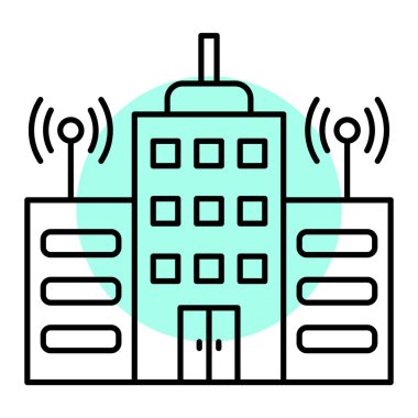 Anten ikon vektörlü kablosuz kule. İnternet teknolojisi sembolü. izole edilmiş sınır çizimi