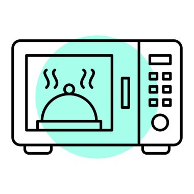 mikrodalga fırın ikonu vektörü. İnce çizgi işareti. izole edilmiş sınır sembolü çizimi