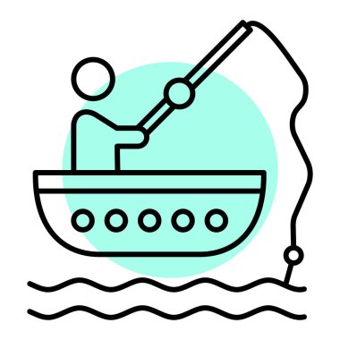 Balıkçılık Tekne simge vektör çizim