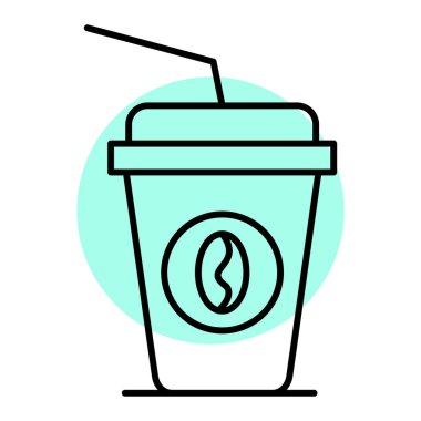 Kahve fincanı ikonu. Web için sıcak içecek vektör simgelerinin özet çizimi