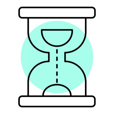 Kum saati ikonu. Çizgi kronometre vektör illüstrasyon piktogramı. beyaz arkaplanda izole.