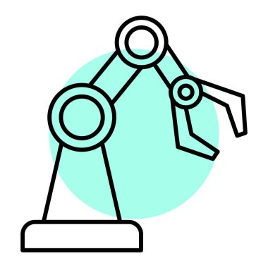 Robotik kol ikonu vektörü. Robot el çizimi işareti. izole edilmiş sınır sembolü çizimi