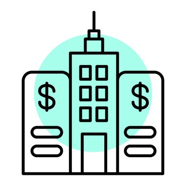 Banka binası. Web simgesi vektör illüstrasyonu