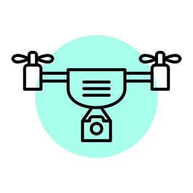 İHA kamera simgesi. Web için robot vektör simgelerinin özet çizimi