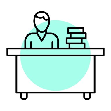 Otel odası ikon vektörü. Ofis koltuğu tabelası. izole edilmiş sınır sembolü çizimi