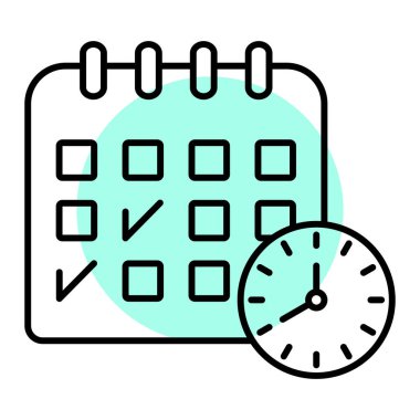 Takvim simgesi. Web tasarımı için saat vektör simgelerinin basit çizimi