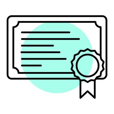 Diploma ikonu sertifikası. Web için mezuniyet vektör simgelerinin özet çizimi