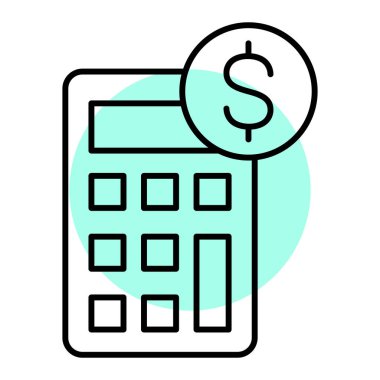 Para vektör simgesine sahip hesap makinesi