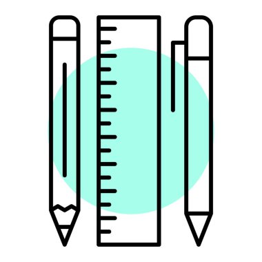 kalem ve cetvel ikon vektör illüstrasyon tasarımı