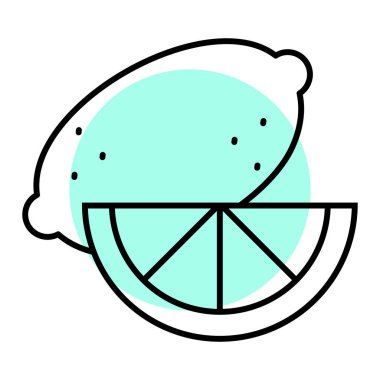 limon ve ananas ikonu. Web için sevimli meyve vektör simgelerinin özet çizimi