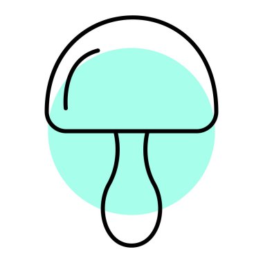 Mantar ikonu. Beyaz arkaplanda yeşil vektör çizimi