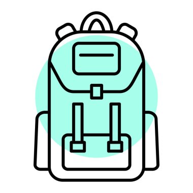 Sırt çantası simgesi. Okul çantası tasarımı. vektör illüstrasyonu.